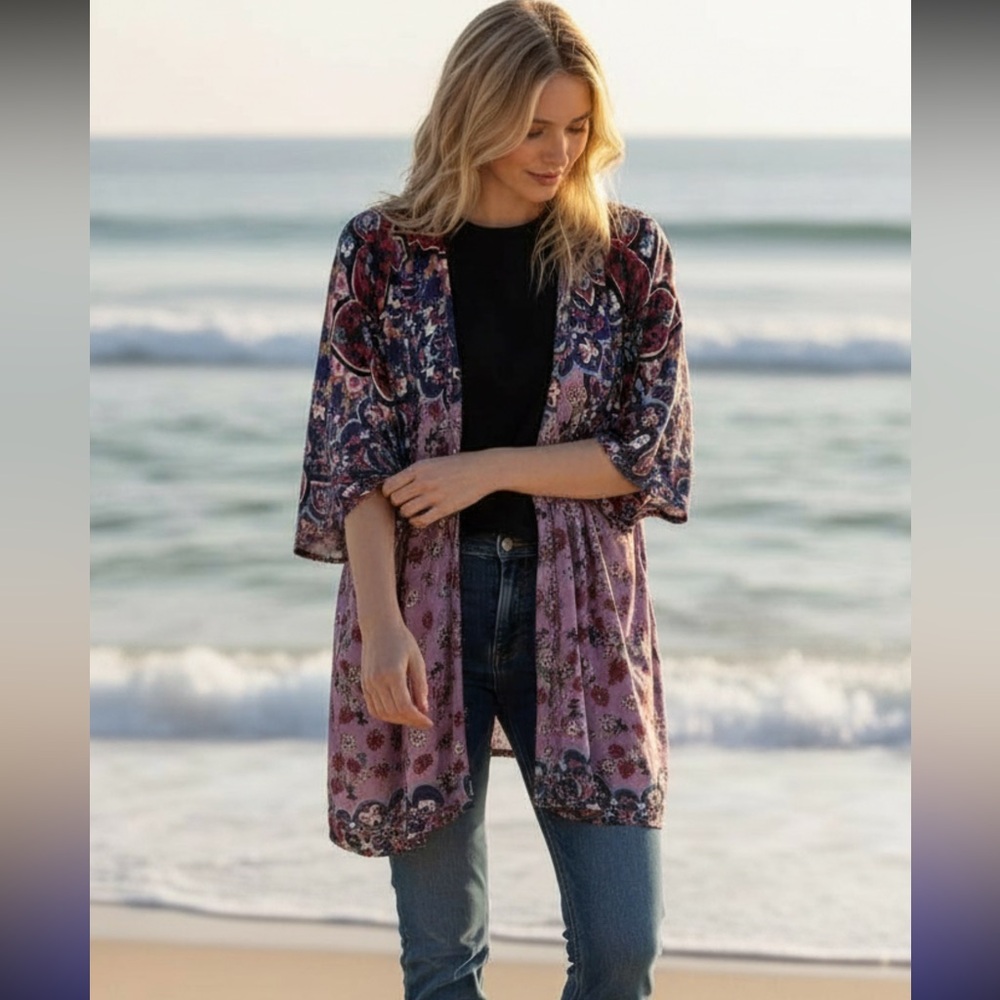Colorful Floral Kimono Cardigan
